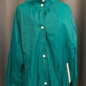 Cambridge Women's Vintage Teal Windbreaker Jacket 2XL High Collar